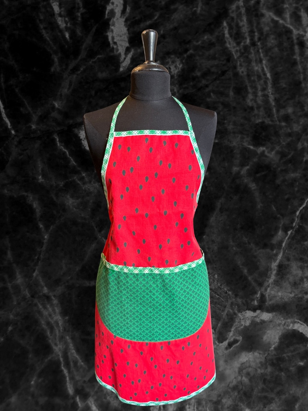 Vintage Red and Green Watermelon Print Apron